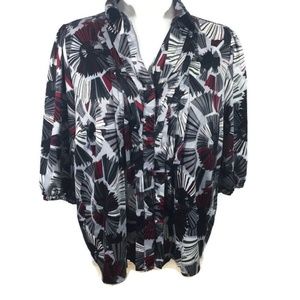 Geometric Starburst 3/4 Sleeve Tunic Top Career